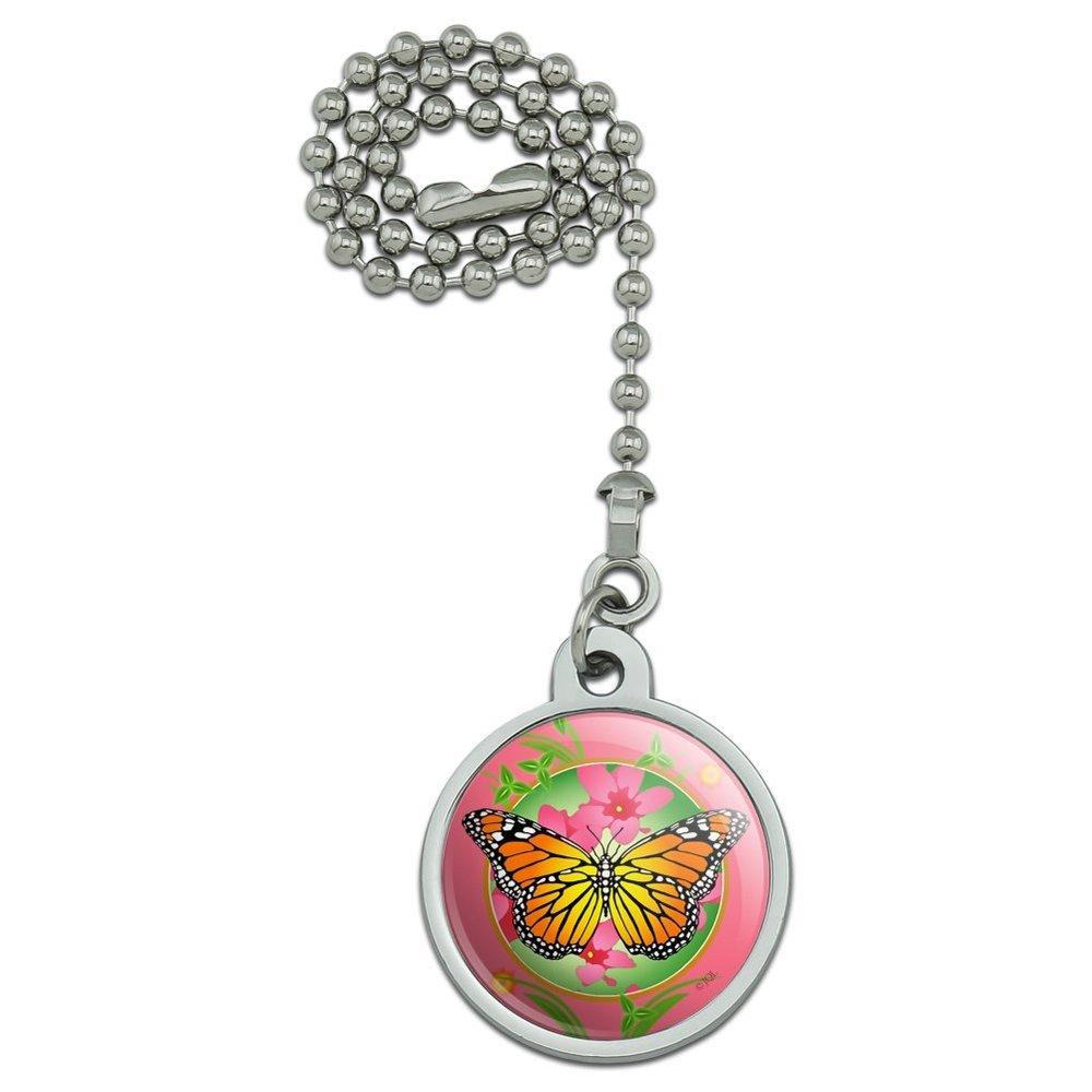 GRAPHICS & MORE Orange Butterfly Pink Flowers Ceiling Fan and Light Pull Chain