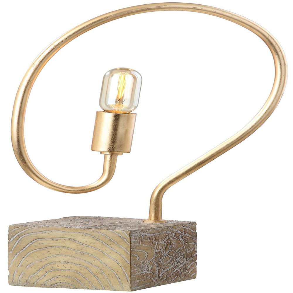 SAFAVIEH Lighting Collection Tori Modern Abstract Gold/ Natural Curved 19-inch Bedroom Living Room Home Office Desk Nightstand Table Lamp (LED Edison Bulb Included)