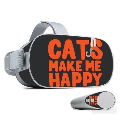 MightySkins Skin Compatible with Oculus Go Mobile VR - Cats Make Me Happy | Protective, Durable, and Unique Vinyl Decal wrap Cover | Easy to Apply, Remove, and Change Styles | Made in The USA