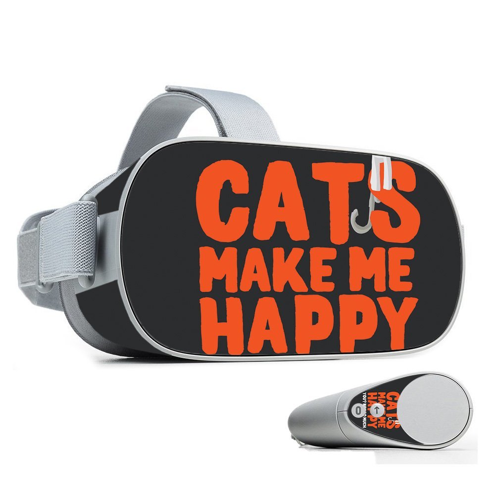 MightySkins Skin Compatible with Oculus Go Mobile VR - Cats Make Me Happy | Protective, Durable, and Unique Vinyl Decal wrap Cover | Easy to Apply, Remove, and Change Styles | Made in The USA
