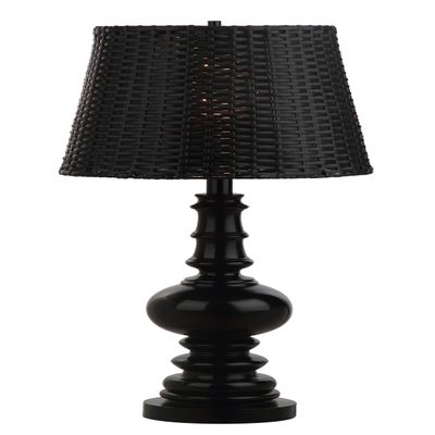SAFAVIEH Lighting Collection Macen Coastal Farmhouse Black/ Black Shade 33-inch Bedroom Living Room Home Office Desk Nightstand Table Lamp (LED Bulb Included)