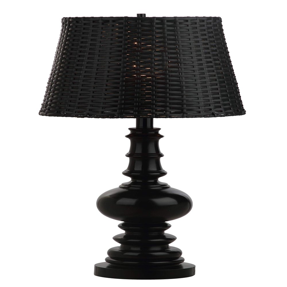 SAFAVIEH Lighting Collection Macen Coastal Farmhouse Black/ Black Shade 33-inch Bedroom Living Room Home Office Desk Nightstand Table Lamp (LED Bulb Included)