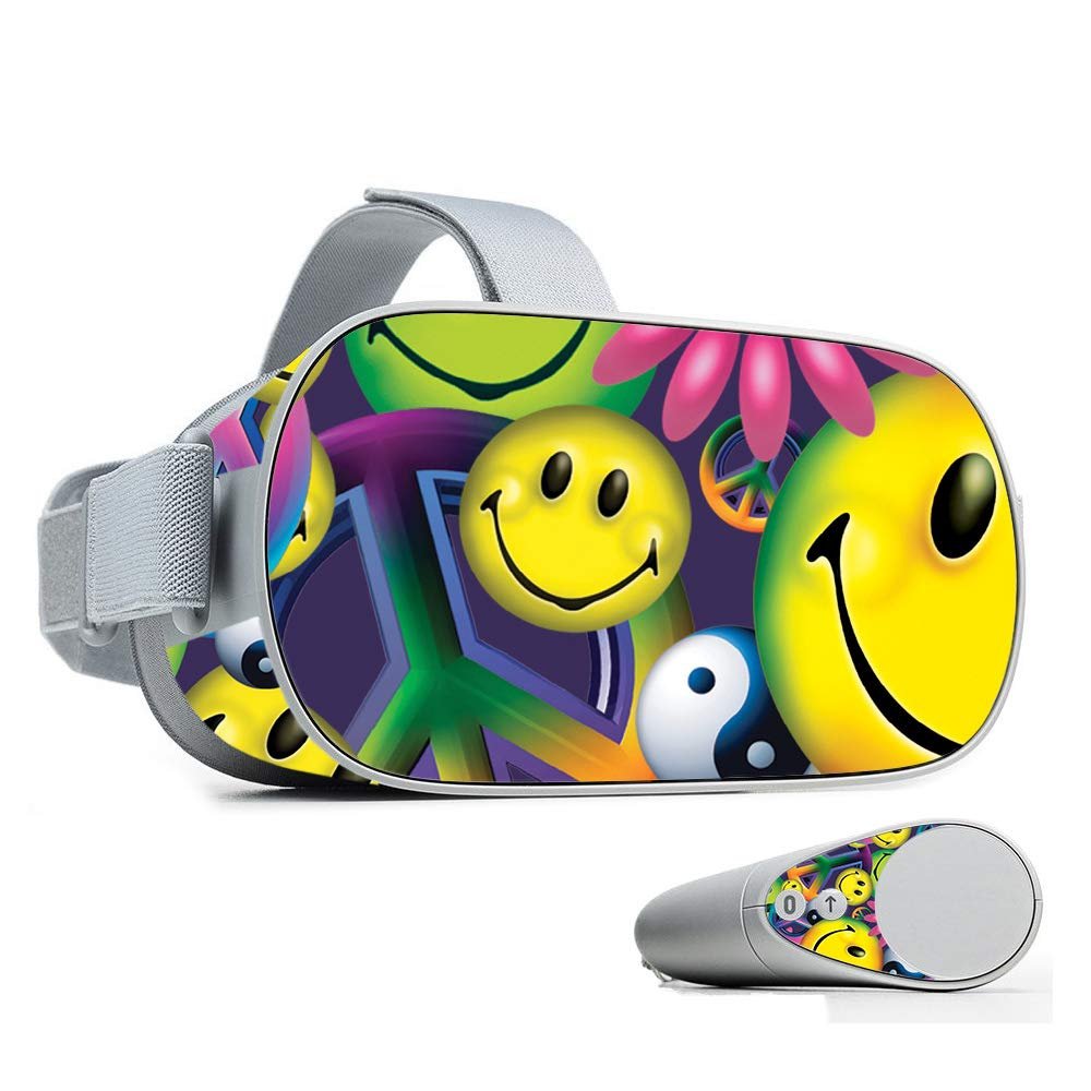 MightySkins Skin Compatible with Oculus Go Mobile VR - Peace Smile | Protective, Durable, and Unique Vinyl Decal wrap Cover | Easy to Apply, Remove, and Change Styles | Made in The USA