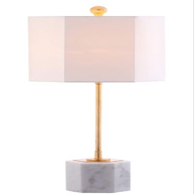 SAFAVIEH Lighting Collection Magdalene White Marble/ Gold Leaf 29-inch Bedroom Living Room Home Office Desk Nightstand Table Lamp Set of 2 (LED Bulbs Included)