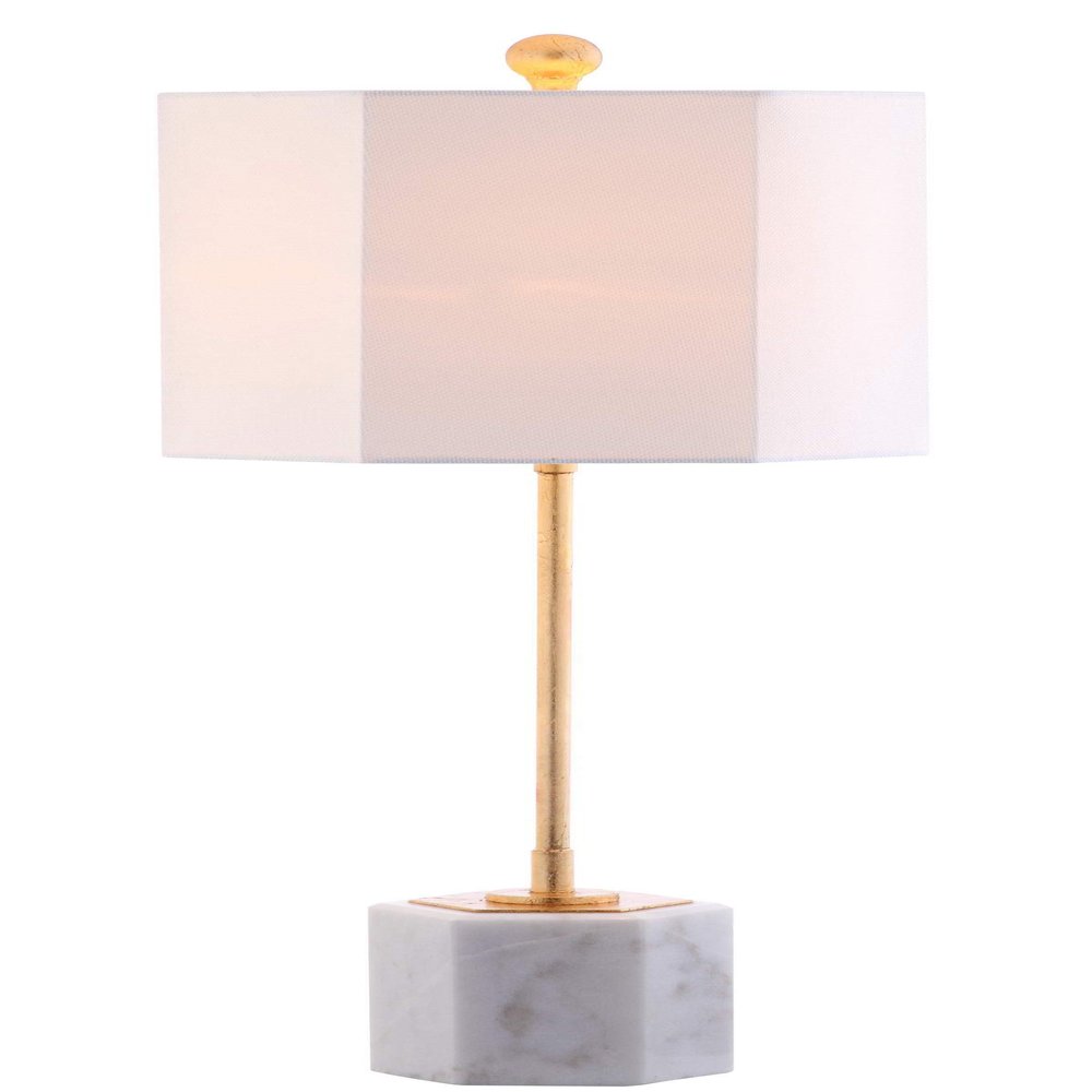 SAFAVIEH Lighting Collection Magdalene White Marble/ Gold Leaf 29-inch Bedroom Living Room Home Office Desk Nightstand Table Lamp Set of 2 (LED Bulbs Included)