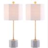 SAFAVIEH Lighting Collection Magdalene White Marble/ Gold Leaf 29-inch Bedroom Living Room Home Office Desk Nightstand Table Lamp Set of 2 (LED Bulbs Included) view 4
