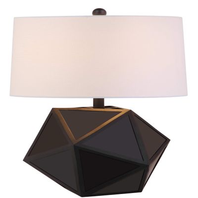 SAFAVIEH Lighting Collection Brycin Modern Geometric Black 23-inch Bedroom Living Room Home Office Desk Nightstand Table Lamp Set of 2 (LED Bulbs Included)