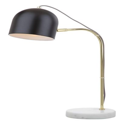SAFAVIEH Lighting Collection Drina Gold/ Black 24-inch Bedroom Living Room Home Office Desk Dorm Study Nightstand Task Table Lamp (LED Bulb Included)