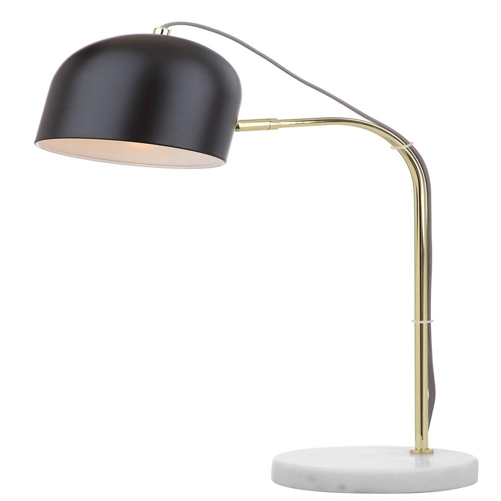 SAFAVIEH Lighting Collection Drina Gold/ Black 24-inch Bedroom Living Room Home Office Desk Dorm Study Nightstand Task Table Lamp (LED Bulb Included)