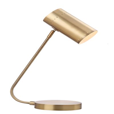 Safavieh Lighting Collection Crane Gold Task 23-inch Bedroom Living Room Home Office Desk Dorm Study Nightstand Task Table Lamp (LED Bulb Included)