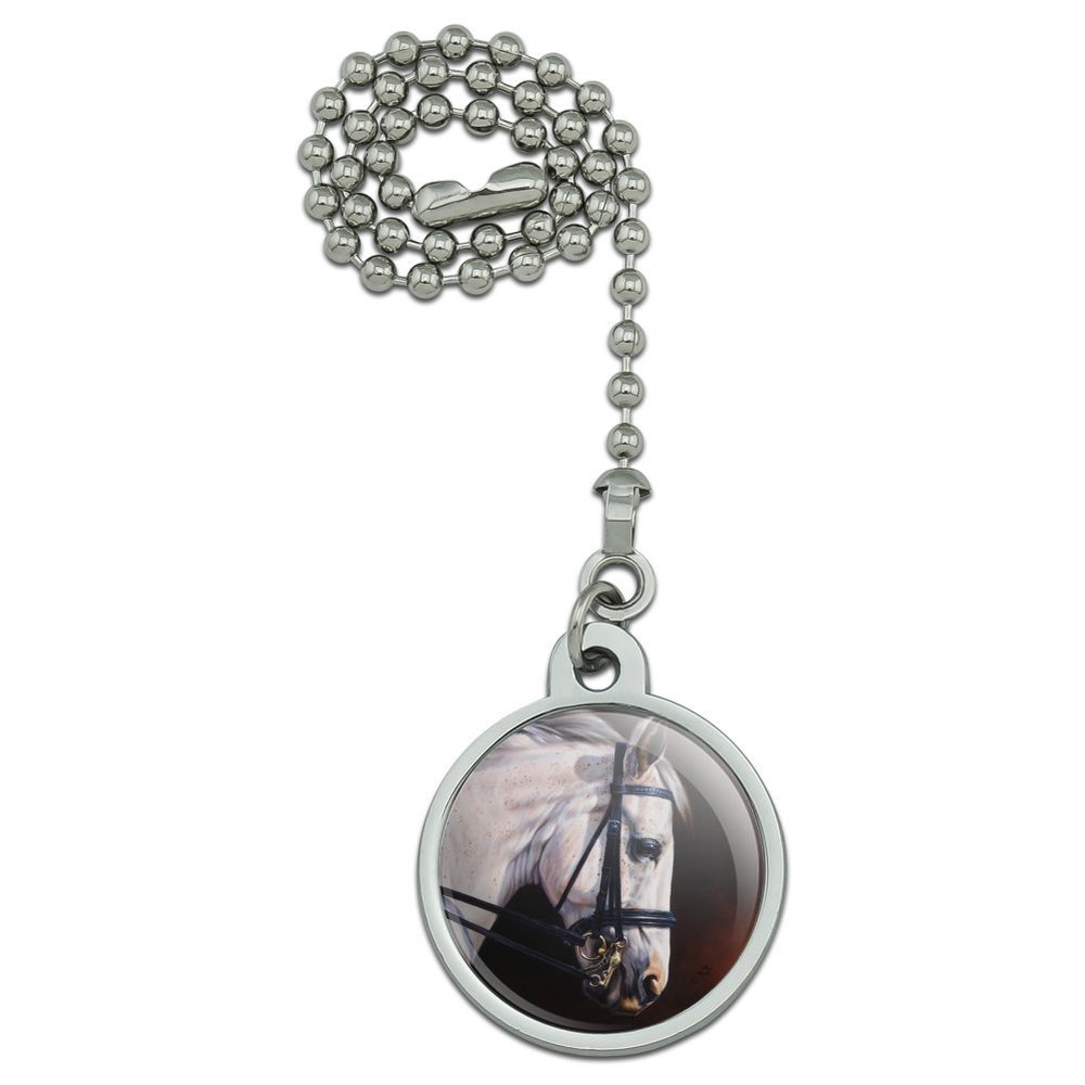 Beautiful White Horse Reins Tack Harness Ceiling Fan and Light Pull Chain