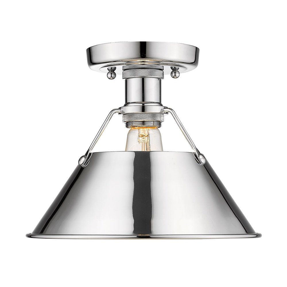 Golden Lighting 3306-FM CH Orwell Flush Mount, Chrome with Chrome Shade- Flush Mount Ceiling Light, Flush Mount Light Fixture, Ceiling Lights Flush Mount, Ceiling Light Fixture,