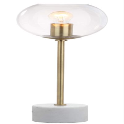 Safavieh Lighting Collection Caden Brass Gold/ White 22-inch Bedroom Living Room Home Office Desk Nightstand Table Lamp (LED Edison Bulb Included)
