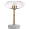 Safavieh Lighting Collection Caden Brass Gold/ White 22-inch Bedroom Living Room Home Office Desk Nightstand Table Lamp (LED Edison Bulb Included) view 3