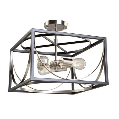 Artcraft Lighting Artcraft CL15093 Contemporary Modern Three Light Semi Flush Mount from Corona Collection Finish, 13.00 inches, 8.50x13.00x13.00, Black & Polished Nickel