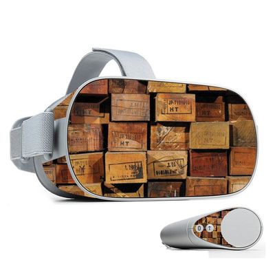 MightySkins Skin Compatible with Oculus Go Mobile VR - Stacked Wood | Protective, Durable, and Unique Vinyl Decal wrap Cover | Easy to Apply, Remove, and Change Styles | Made in The USA