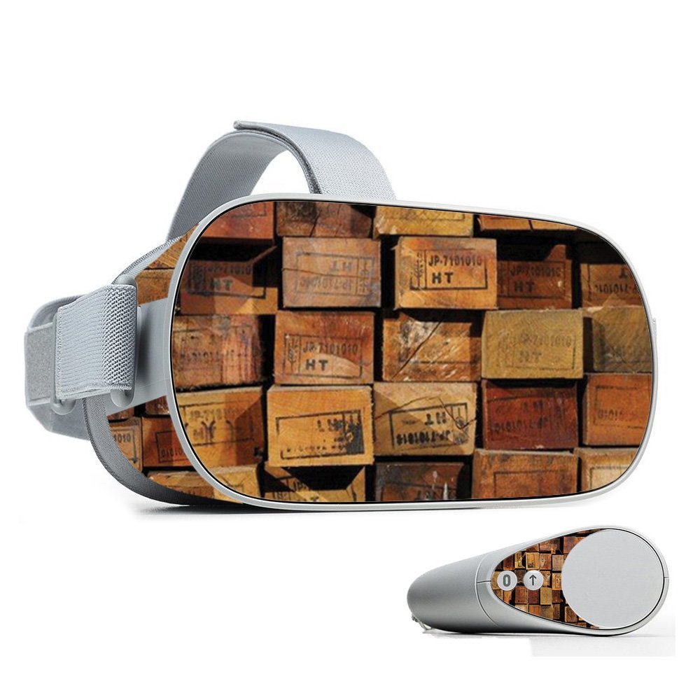 MightySkins Skin Compatible with Oculus Go Mobile VR - Stacked Wood | Protective, Durable, and Unique Vinyl Decal wrap Cover | Easy to Apply, Remove, and Change Styles | Made in The USA