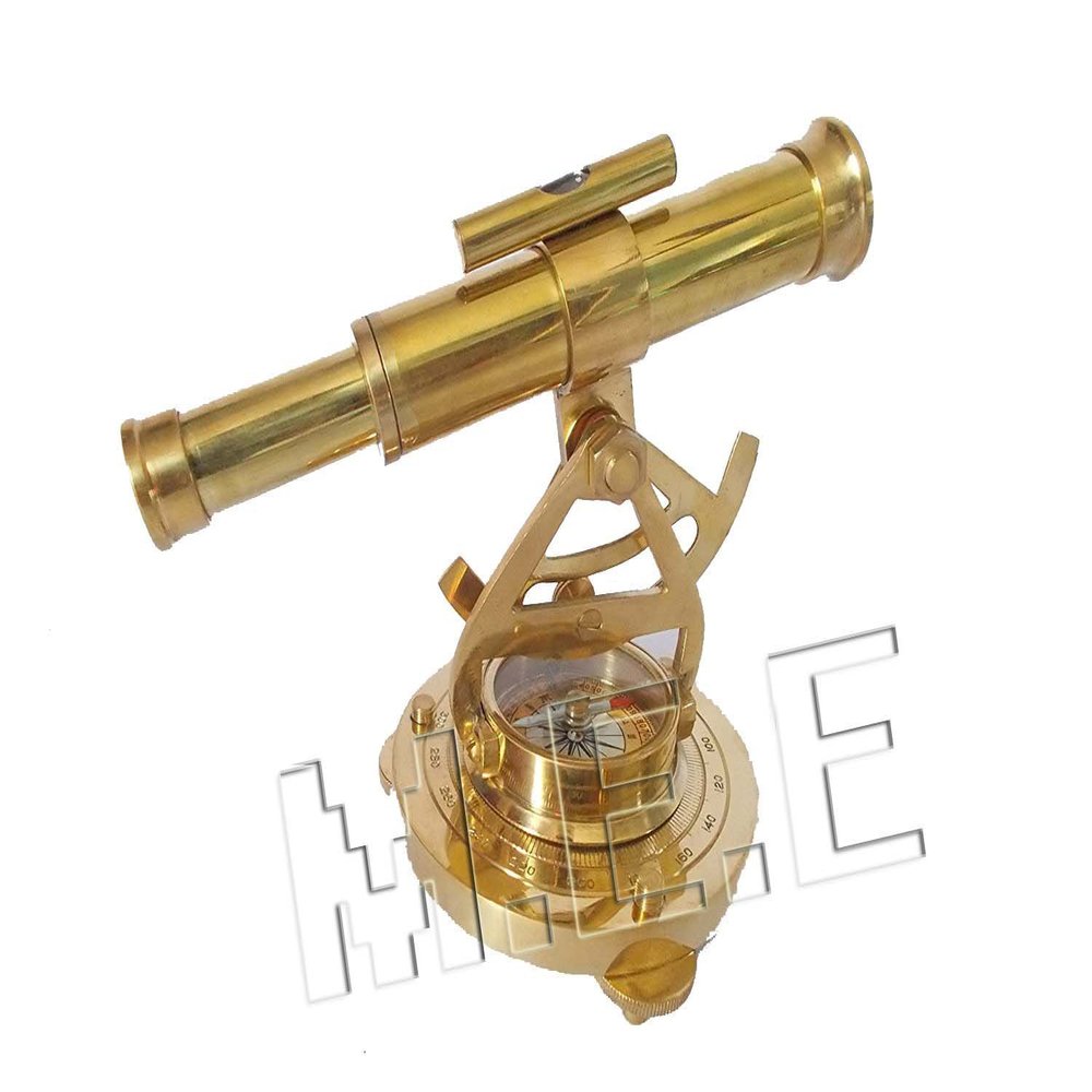 Shaheera Nautical 5" Brass Alidade Telescope with Compass Nautical Antique Brass Marine Collectible B