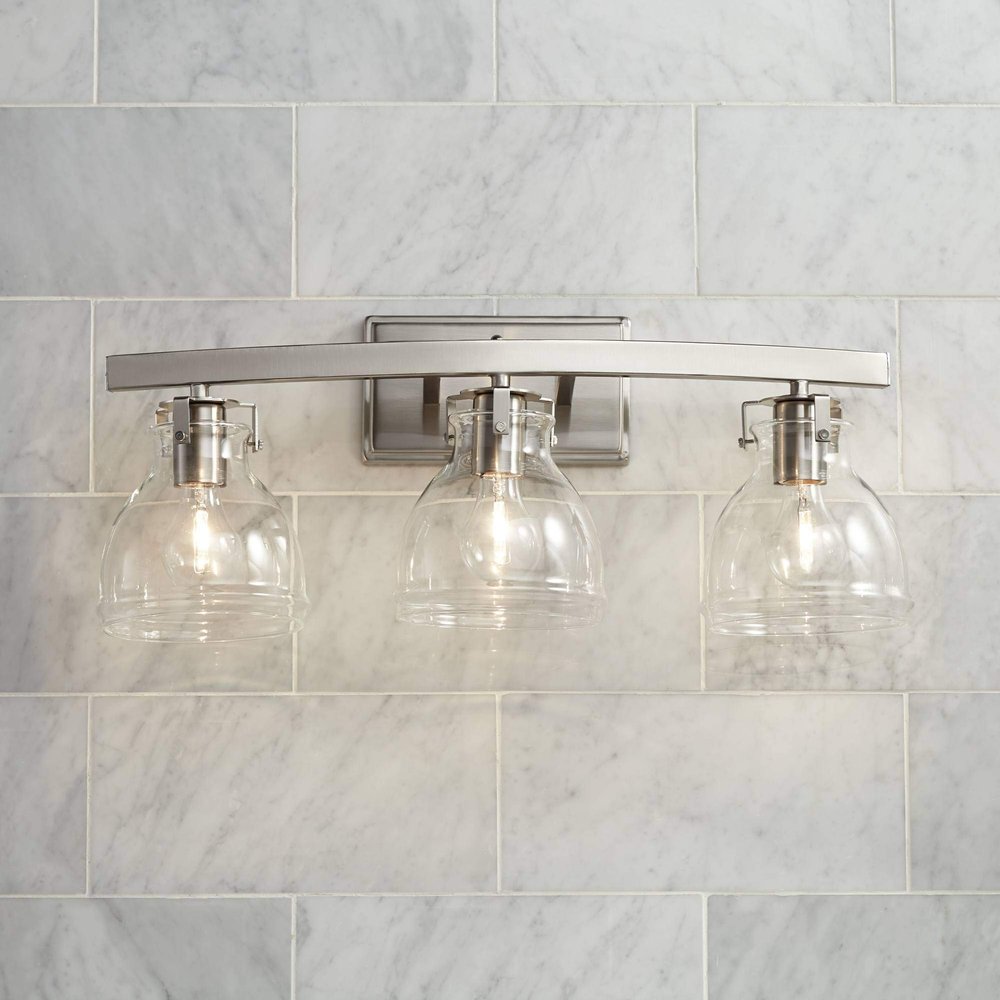 Bellis 23 1/2" Wide Brushed Nickel Modern Bath Wall Mount 3-Light Fixture