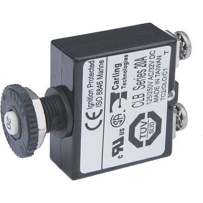 Blue Sea Systems 2134 Push Button Reset Only Screw Terminal 20A Circuit Breaker
