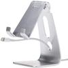 Amazon Basics Adjustable Aluminum Phone Stand for Cell Phones, iPhone and Android, 3.15 x 2.87 x 3.74 inch, Silver view 2