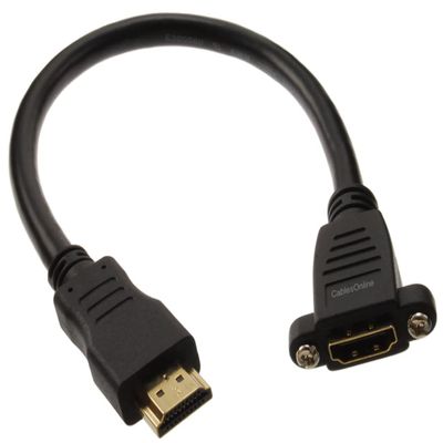CablesOnline 1ft Hi-Speed HDMI 1.4 w/Ethernet Channel M to F Panel Mount Extension Cable, (H4-P001)