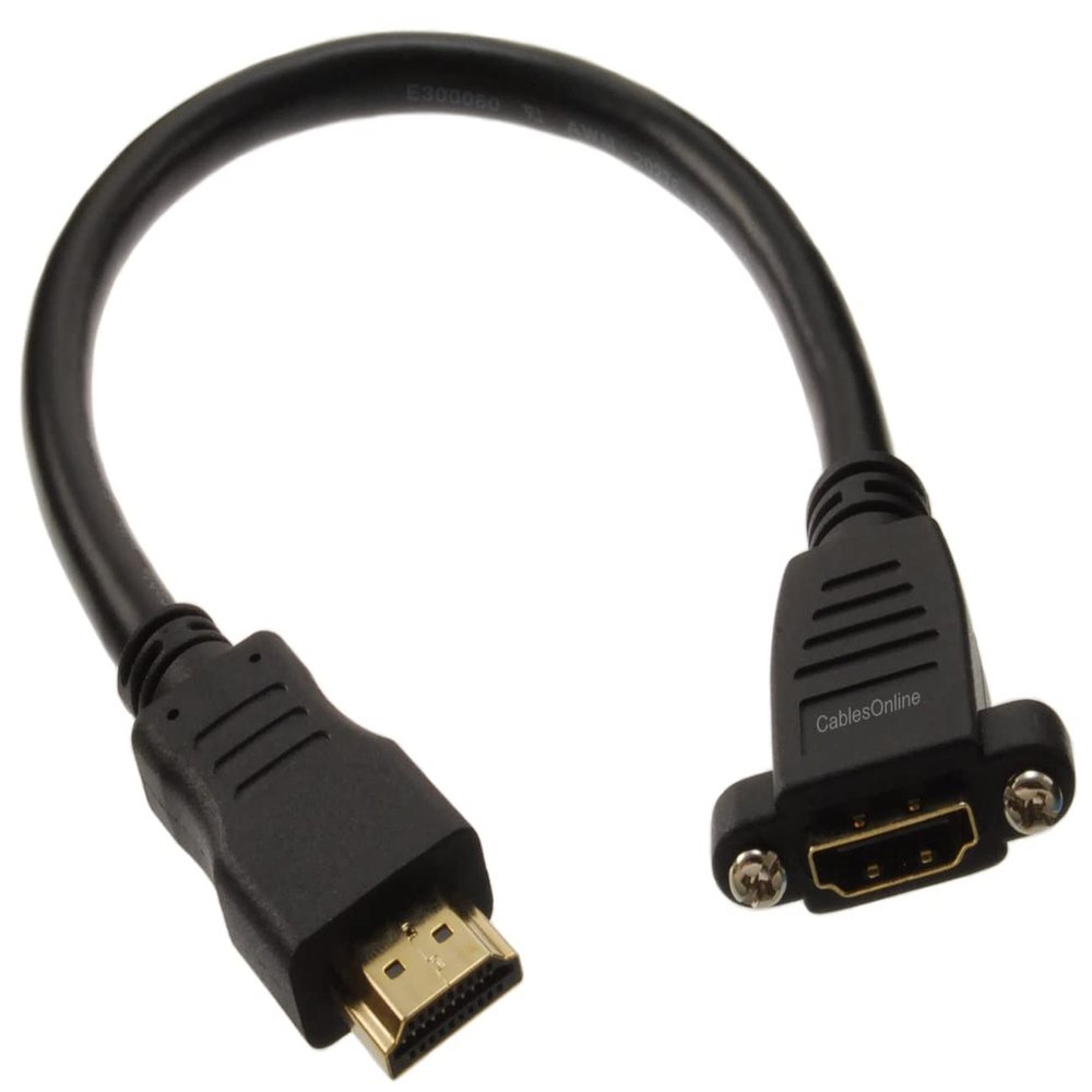 CablesOnline 1ft Hi-Speed HDMI 1.4 w/Ethernet Channel M to F Panel Mount Extension Cable, (H4-P001)