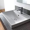 Scarabeo 3001-Three Hole ML Square Ceramic Self Rimming/Wall Mounted Bathroom Sink, White view 2