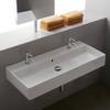 Scarabeo 8031/R-100B-Two Hole Teorema Rectangular Ceramic Wall Mounted/Vessel Sink, White view 1