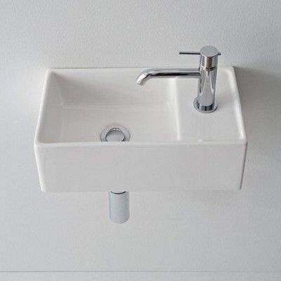 Scarabeo 8031/R-41-One Hole-637509847593 Square Wall Mounted Ceramic Sink, White