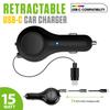 Cellet Retractable USB-C Car Charger 15W Fast Charging, 3.3ft Cable, 3A Output, Blue LED Indicator Compatible with Apple iPhone 15/16 Series & Samsung Android USB-C Devices Compact, Tangle-Free view 2