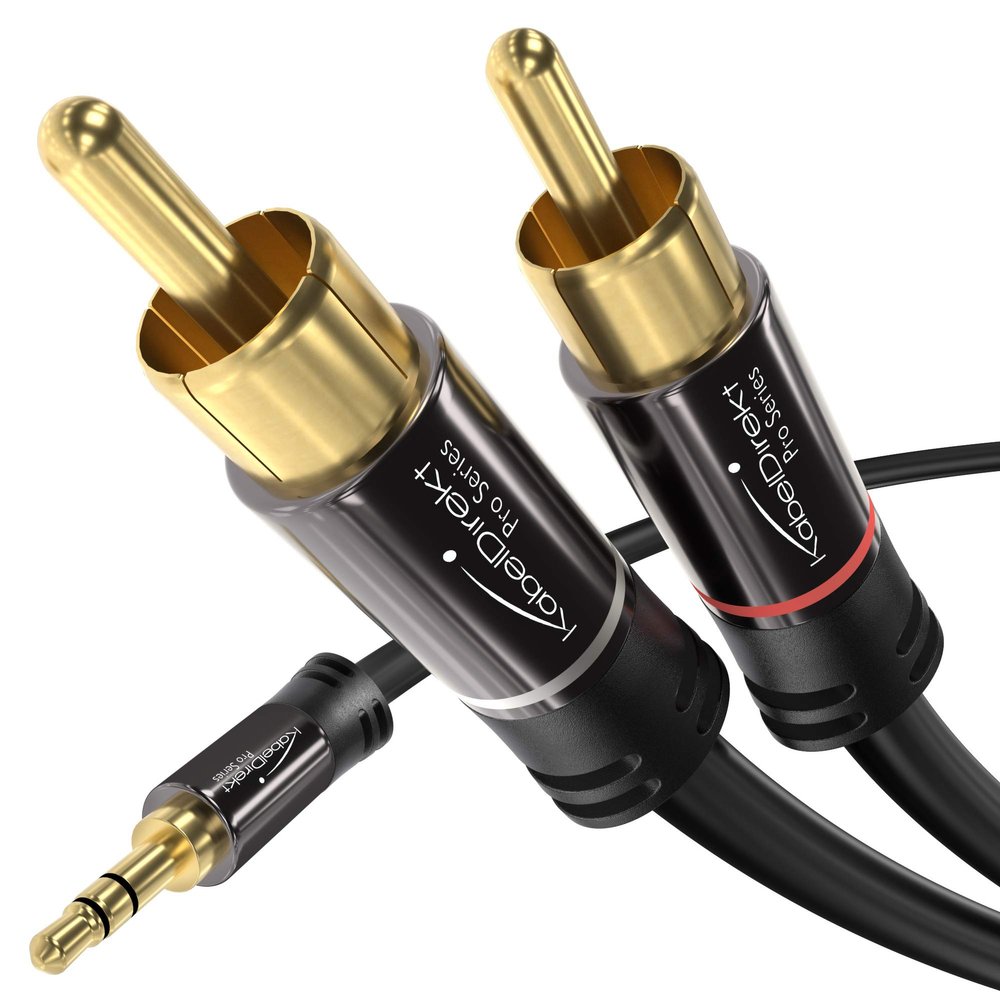 KabelDirekt RCA to Jack 3.5mm Adapter Cable 3ft Versatile Plug-and-Play Audio Cable (Aux/3.5mm to 2X RCA for Smartphone, Tablet, Home Theater, soundbar, TV, Notebook, MP3)