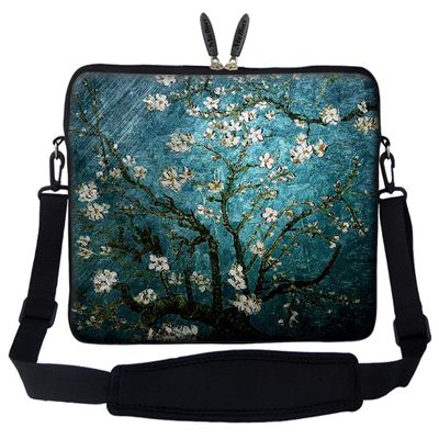 Meffort Inc 17 17.3 inch Neoprene Laptop Sleeve Bag Carrying Case with Hidden Handle and Adjustable Shoulder Strap - Vincent Van Gogh Almond Blossoming