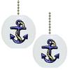 Set of 2 Blue Anchor Nautical Solid Ceramic Fan Pulls view 1