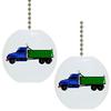 Set of 2 Blue Green Dump Truck Ceramic Fan Pulls view 1