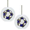 Set of 2 Blue Nautical Preserver Ceramic Fan Pulls view 1