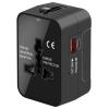 Universal Travel Adapter Worldwide, GaN Fast Charging with PD 3.0 USB-C & USB-A Quick Charge Ports, All-in-One International Power Plug Adapter Converter AC Wall Charger for Europe USA UK AUS Black view 1