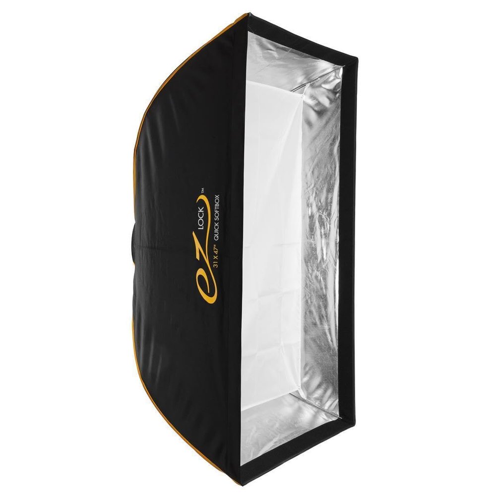 Glow EZ Lock 31x47" Quick Strip Rectangular Bowens Mount Softbox Lighting Kit with External, Internal Diffusers, Deflector Disk and Grid, Folding Softbox for Studio Lighting