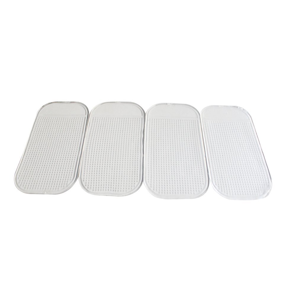 4 Pack Silicone Dash Sticky Pads, Dash Board Mats for Phones, Sunglasses, Keys (Transparent)