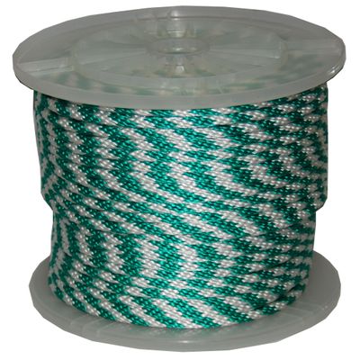 T.W Evans Cordage Co. 98328 3/8-Inch by 300-Feet Solid Braid Propylene Multifilament Derby Rope, Green and White