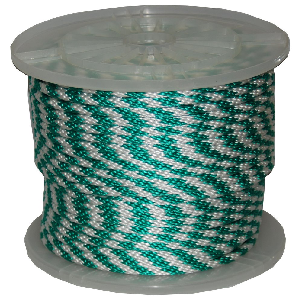 T.W Evans Cordage Co. 98328 3/8-Inch by 300-Feet Solid Braid Propylene Multifilament Derby Rope, Green and White