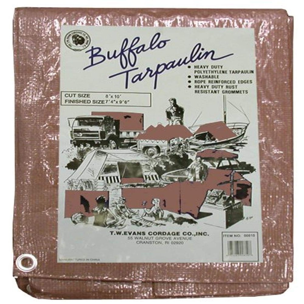 T.W Evans Cordage B1020 10-Feet by 20-Feet Buffalo Poly Tarp, Brown