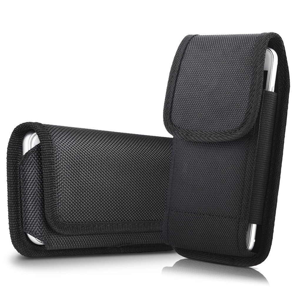 2 Pack Belt Pouch Case for iPhone 8 Plus 7 Plus 6S Plus 6 Plus, miadore Rugged Nylon Horizontal Phone Holster and Vertical Phone Holder with Belt Clip & Loops (Only Fit with Naked Phone or Slim Case)