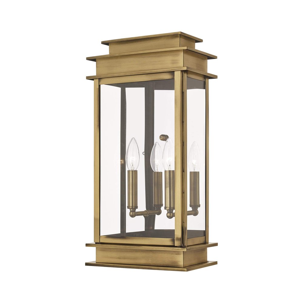 Livex Lighting 2018-01 2-Light Outdoor Wall Lantern, Antique Brass