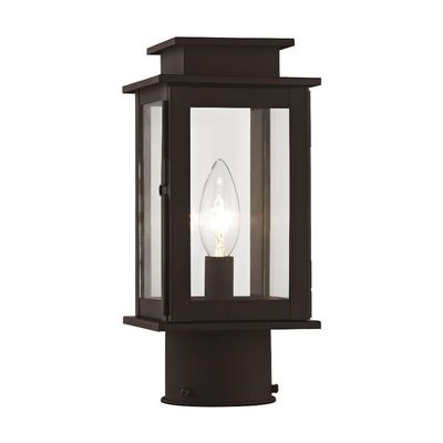 Livex Lighting 20201-07 Princeton 1 Light Bronze Outdoor Post Lantern, 10.50x4.75x4.75