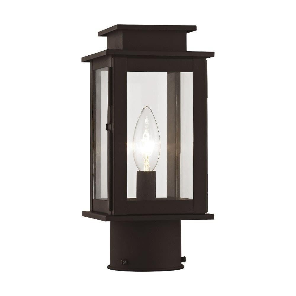Livex Lighting 20201-07 Princeton 1 Light Bronze Outdoor Post Lantern, 10.50x4.75x4.75