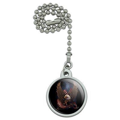 Patriotic Bald Eagle American USA Waving Flag Ceiling Fan and Light Pull