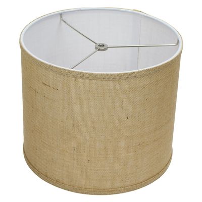 FenchelShades.com 12" Top Diameter x 12" Bottom Diameter 9.5" Height Fabric Drum Lampshade Spider Attachment (Burlap Natural)