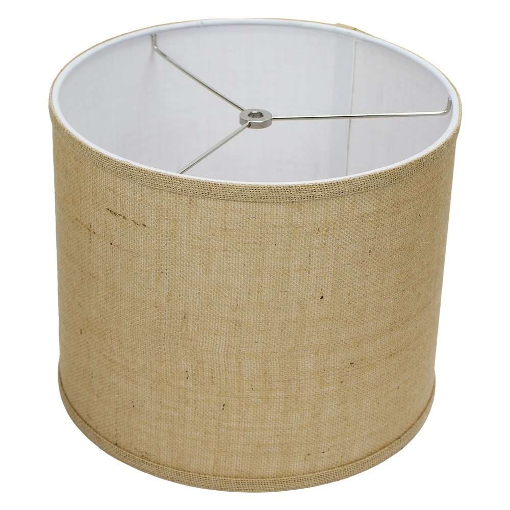 FenchelShades.com 12" Top Diameter x 12" Bottom Diameter 9.5" Height Fabric Drum Lampshade Spider Attachment (Burlap Natural)