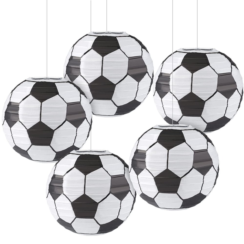 8 Inch Soccer Paper Lanterns, Soccer Birthday Party Decorations